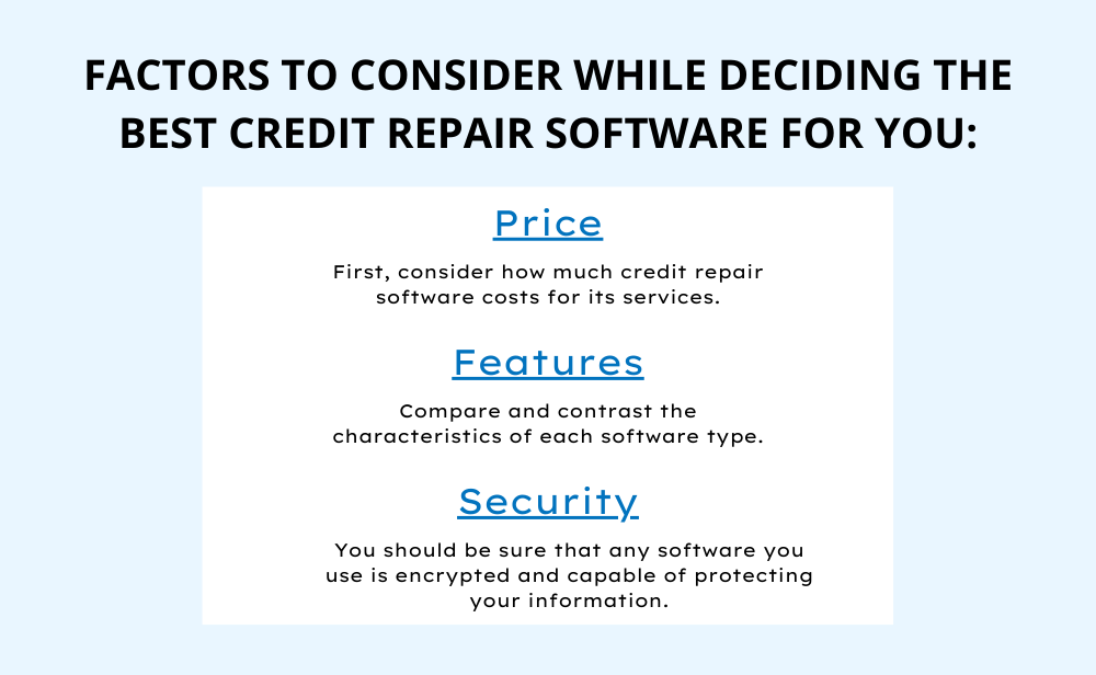 Factors To Consider While Deciding The Best Credit Repair Software For You: