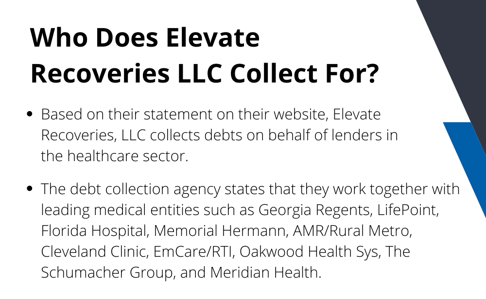 Who Does Elevate Recoveries Llc Collect For?