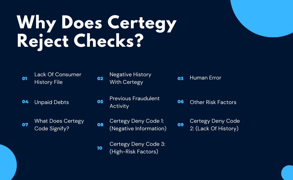 Why Does Certegy Reject Checks?